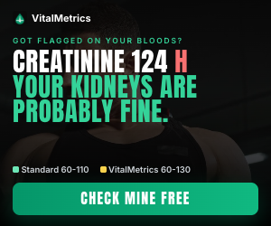 VitalMetrics: Creatinine 124 H? Your kidneys are probably fine. Check free.