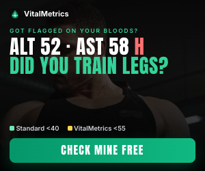 VitalMetrics: ALT 52, AST 58 H? Did you train legs? Check yours free.