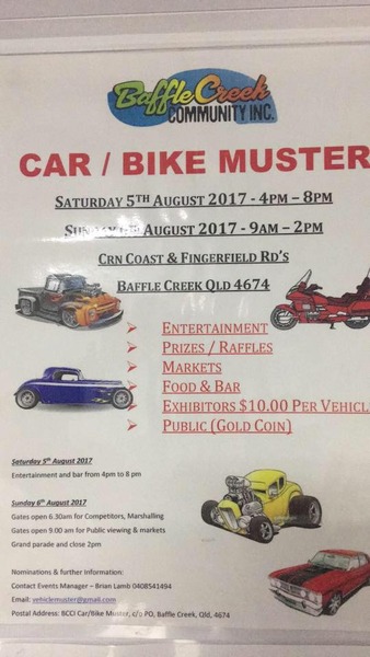 Baffle Creek Comunity Inc Car & Bike Muster flyer